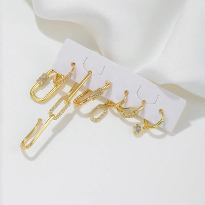 Brass 18K Gold Plated Plating Inlay Solid Color Zircon Earrings