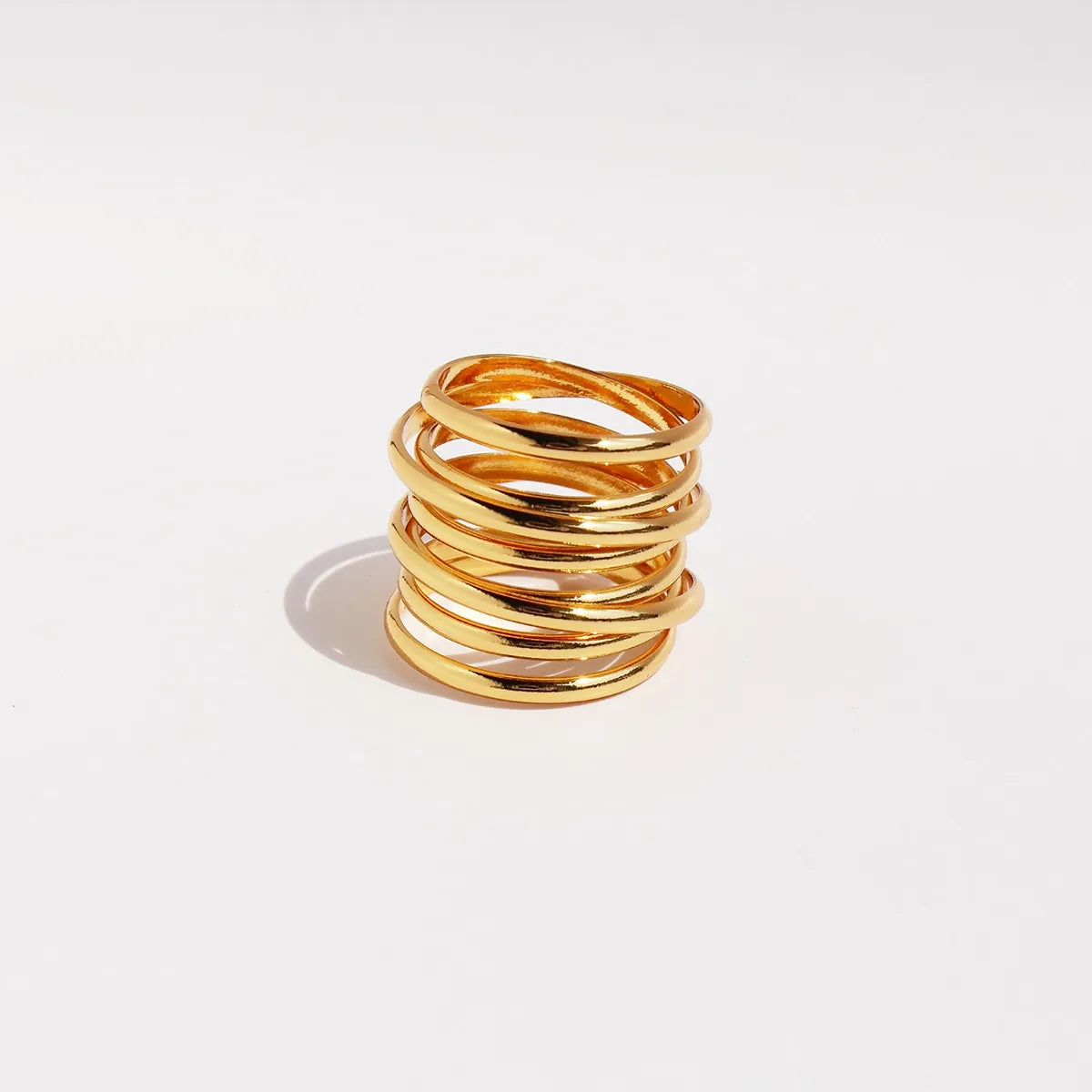 Brass 18K Gold Plated Simple Style Classic Style Plating Solid Color Rings