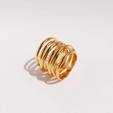 Brass 18K Gold Plated Simple Style Classic Style Plating Solid Color Rings