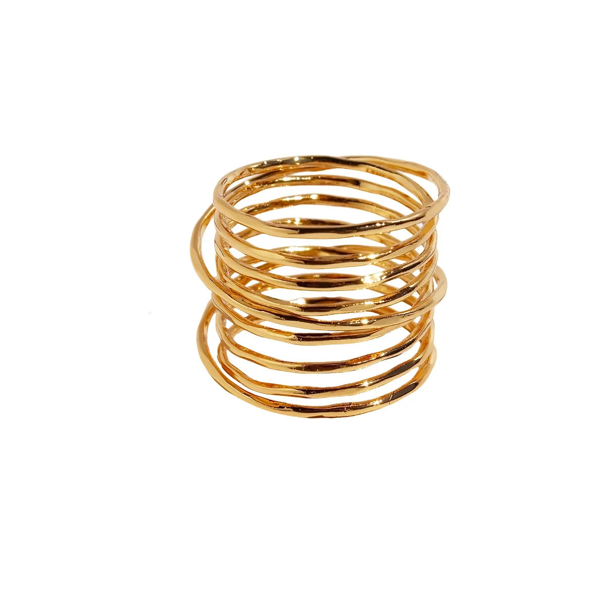 Brass 18K Gold Plated Simple Style Irregular Plating Lines Rings