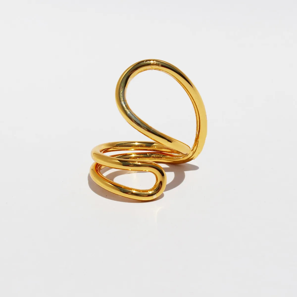 Brass 24K Gold Plated Casual Simple Style Lines Open Rings