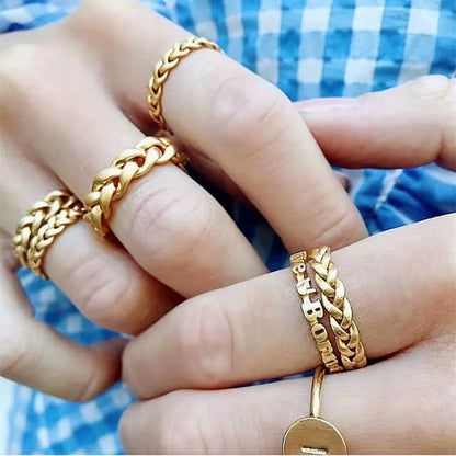 Brass 24K Gold Plated Geometric Open Rings