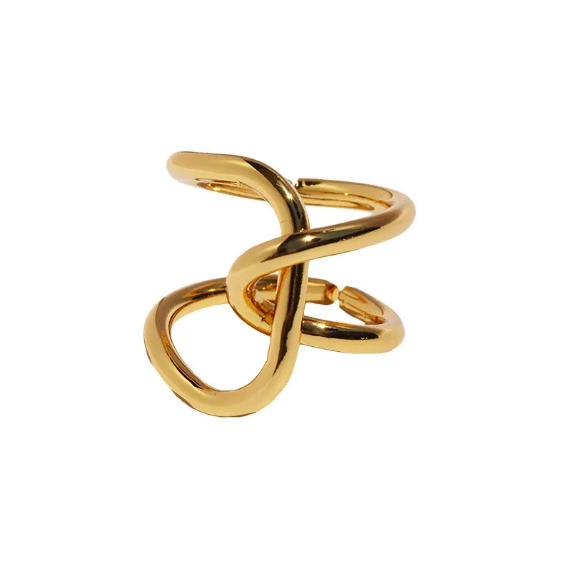 Brass 24K Gold Plated Geometric Open Rings