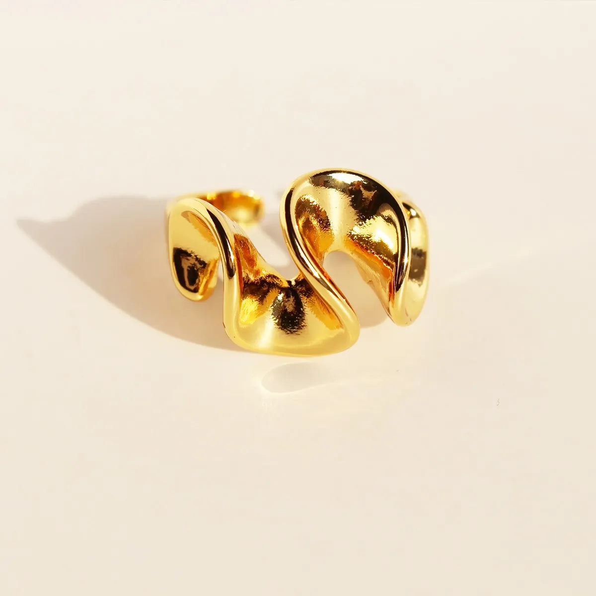 Brass 24K Gold Plated Geometric Solid Color Rings Earrings