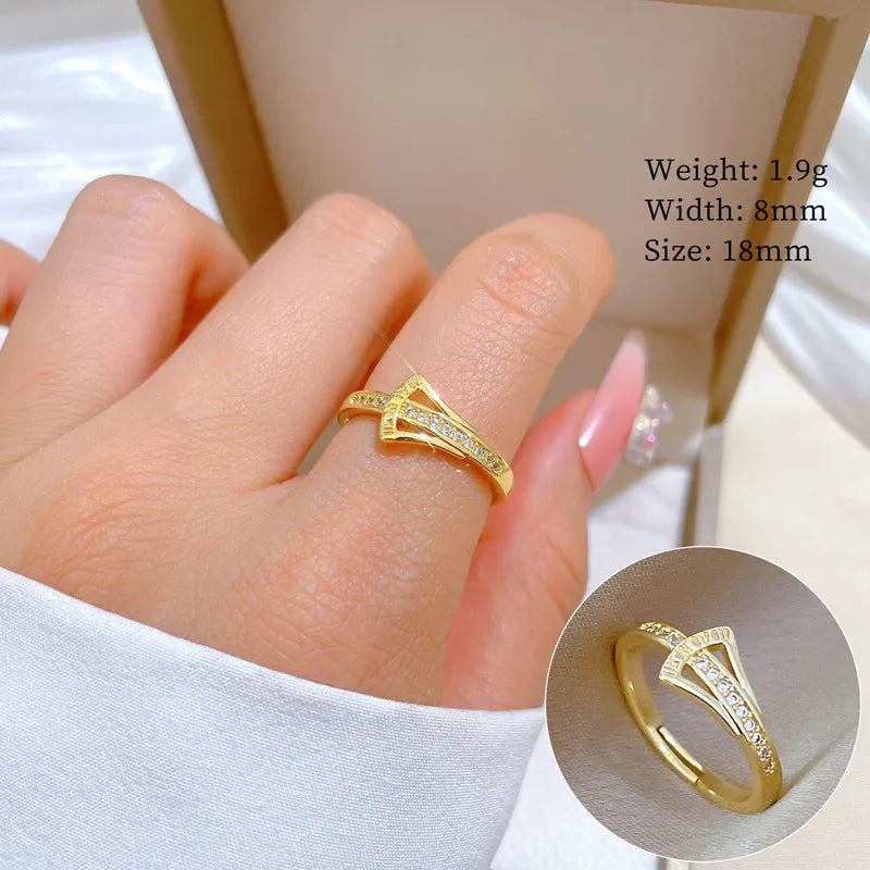 Brass Gold Plated Casual Classic Style Plating Inlay Ginkgo Leaf Zircon Open Rings