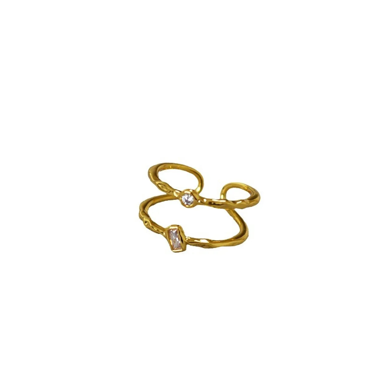 Brass Inlay Solid Color Zircon Rings