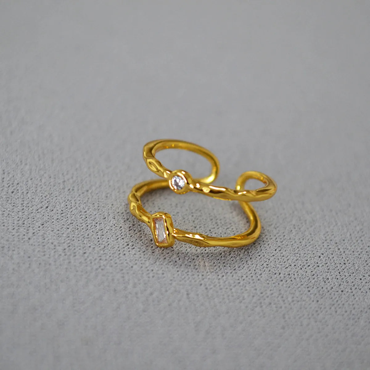 Brass Inlay Solid Color Zircon Rings