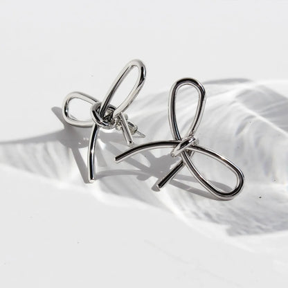 Brass Plating Bowknot Bow Knot Ear Studs