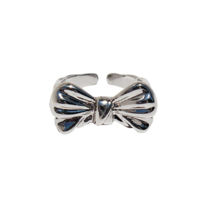 Brass Plating Geometric Bow Knot Open Rings