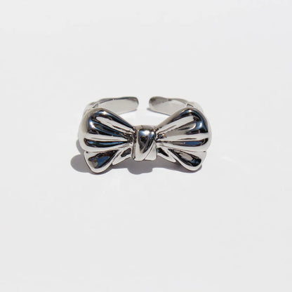 Brass Plating Geometric Bow Knot Open Rings