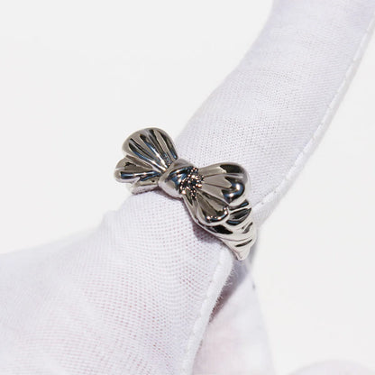 Brass Plating Geometric Bow Knot Open Rings