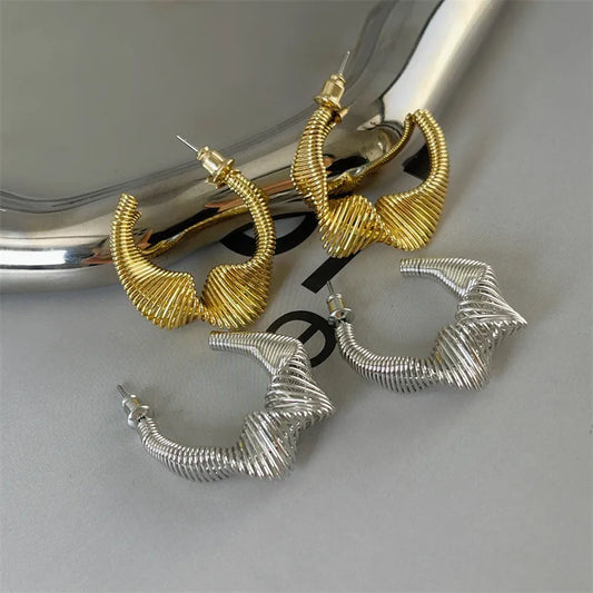 Brass Plating Geometric Ear Studs