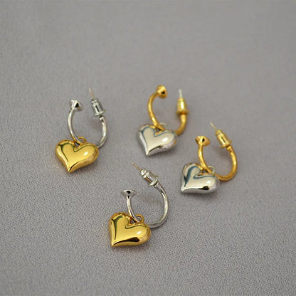 Brass Plating Heart Shape Drop Earrings