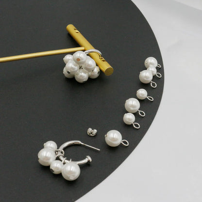 Brass Plating Inlay Flower Artificial Pearls Drop Earrings