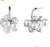 Brass Plating Inlay Flower Artificial Pearls Drop Earrings