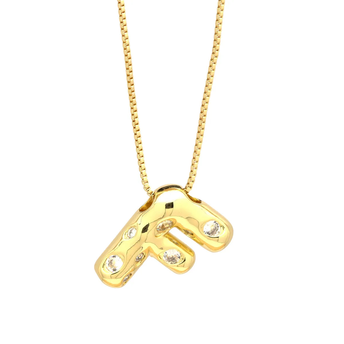 Brass Simple Style Classic Style Inlay Letter Zircon Pendant Necklace