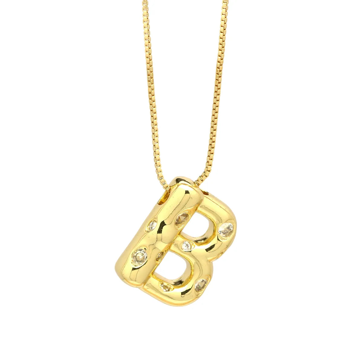 Brass Simple Style Classic Style Inlay Letter Zircon Pendant Necklace