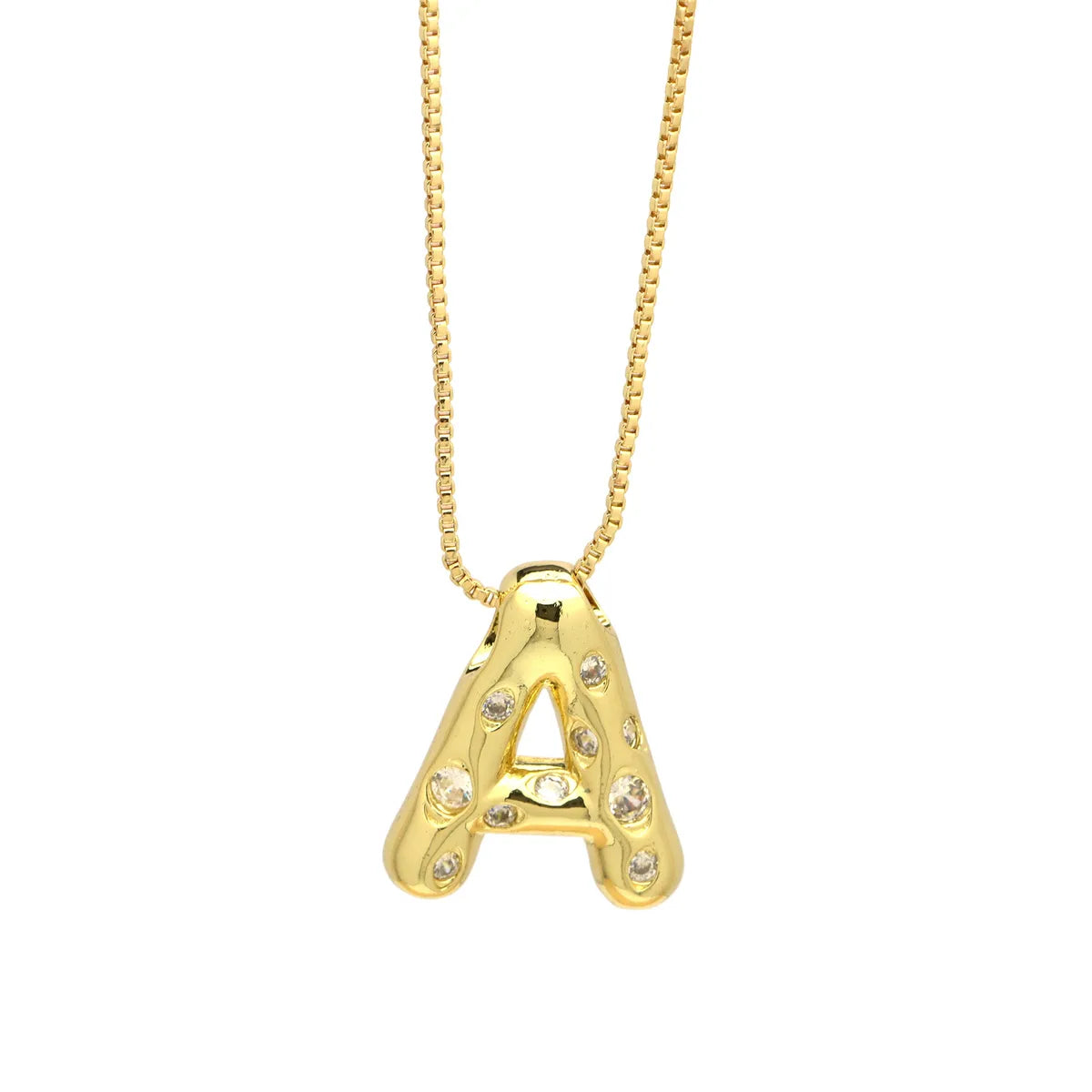 Brass Simple Style Classic Style Inlay Letter Zircon Pendant Necklace