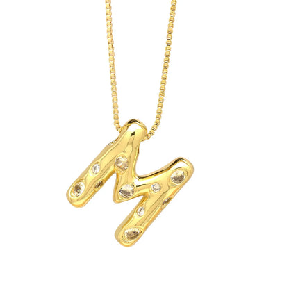 Brass Simple Style Classic Style Inlay Letter Zircon Pendant Necklace