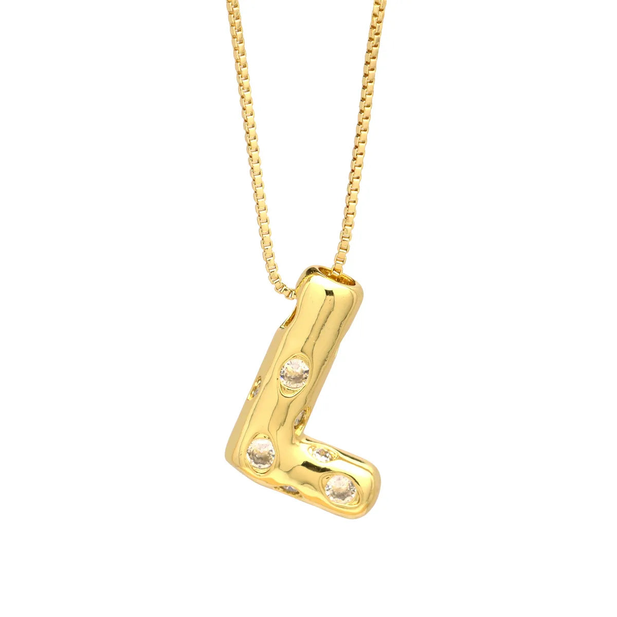 Brass Simple Style Classic Style Inlay Letter Zircon Pendant Necklace