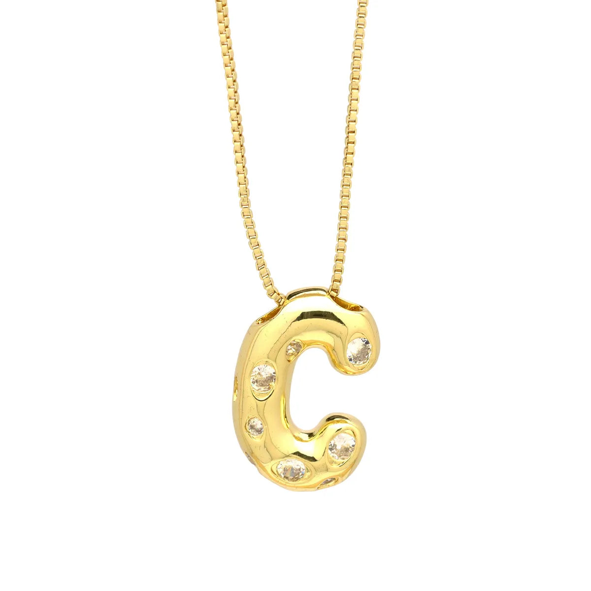 Brass Simple Style Classic Style Inlay Letter Zircon Pendant Necklace