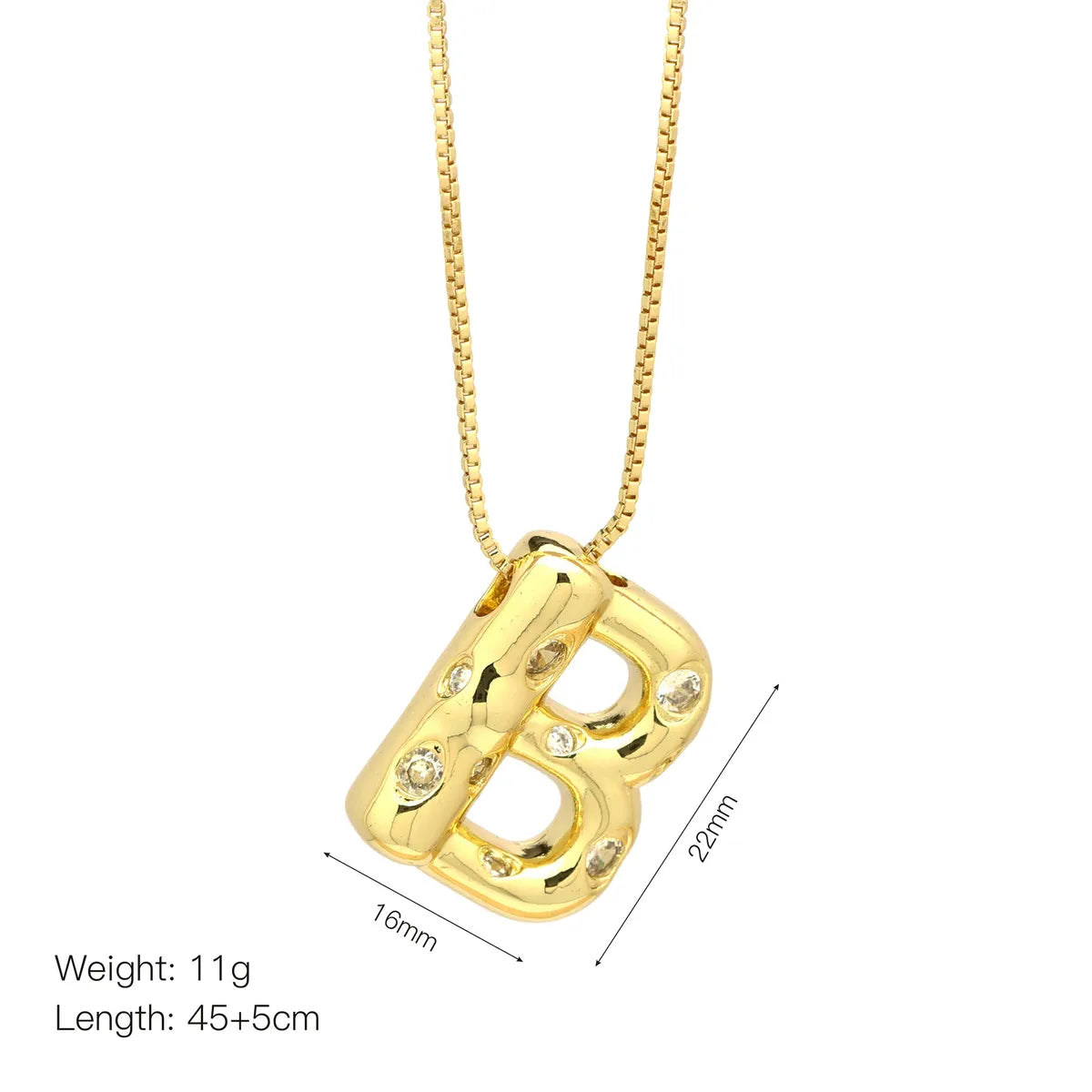 Brass Simple Style Classic Style Inlay Letter Zircon Pendant Necklace