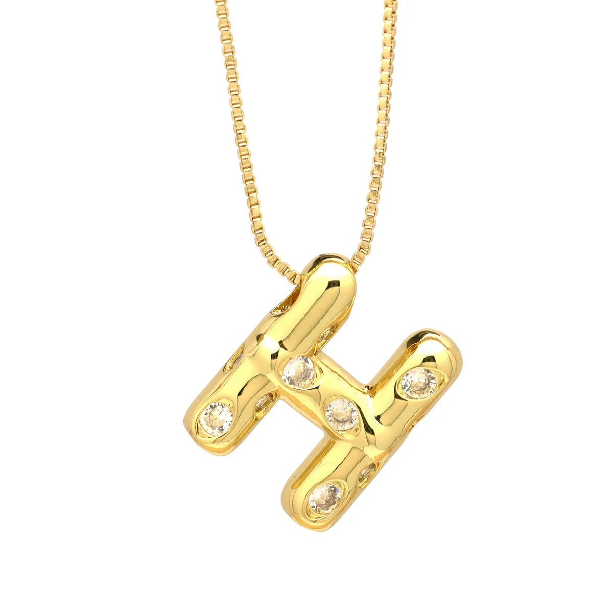 Brass Simple Style Classic Style Inlay Letter Zircon Pendant Necklace