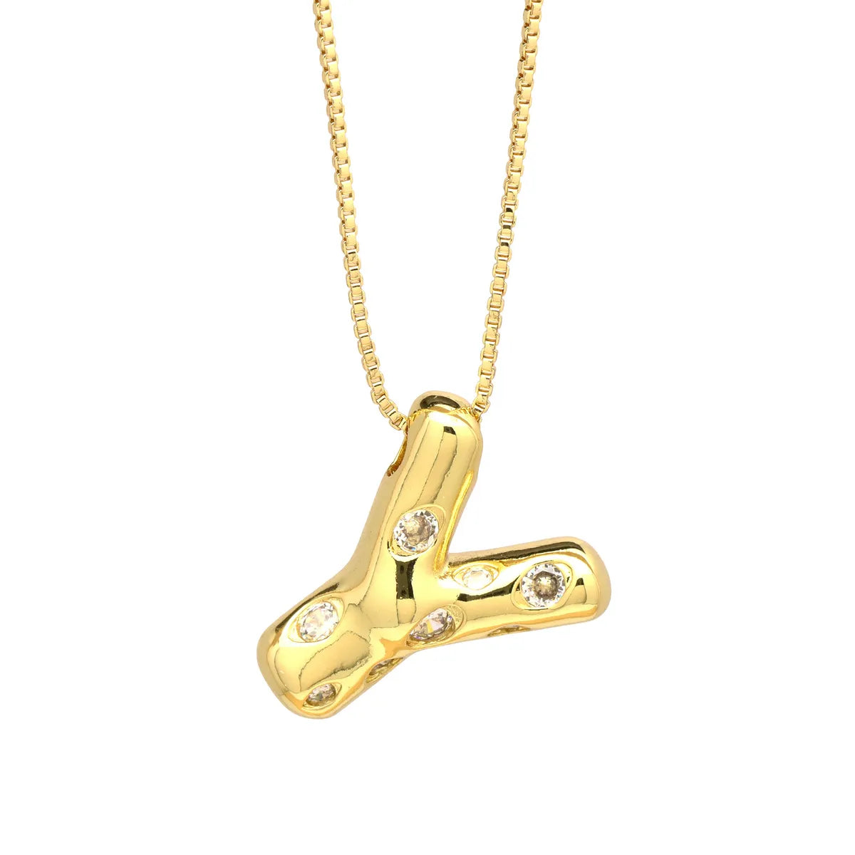 Brass Simple Style Classic Style Inlay Letter Zircon Pendant Necklace