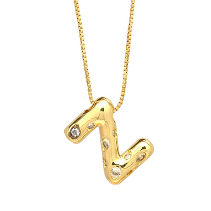 Brass Simple Style Classic Style Inlay Letter Zircon Pendant Necklace