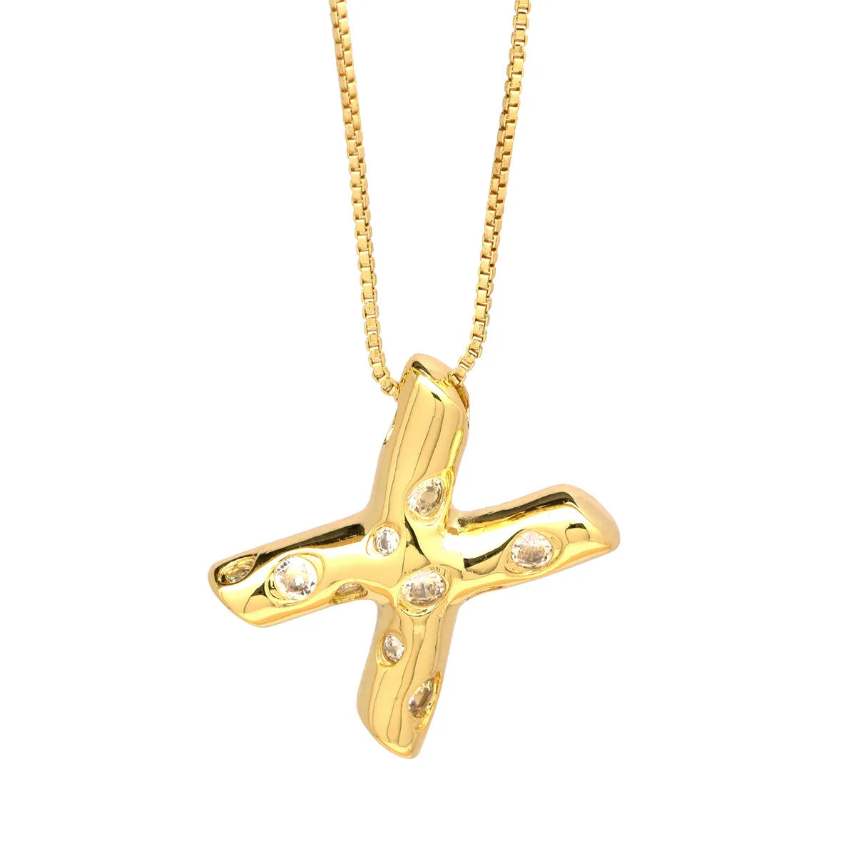 Brass Simple Style Classic Style Inlay Letter Zircon Pendant Necklace