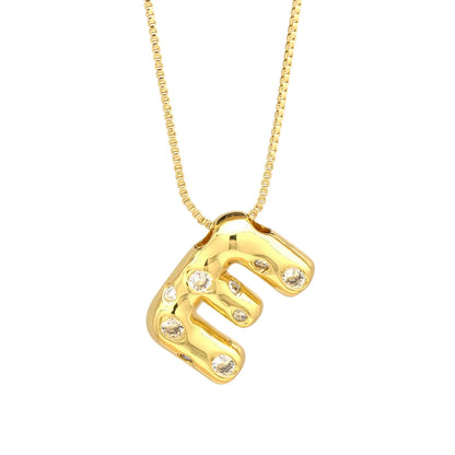 Brass Simple Style Classic Style Inlay Letter Zircon Pendant Necklace