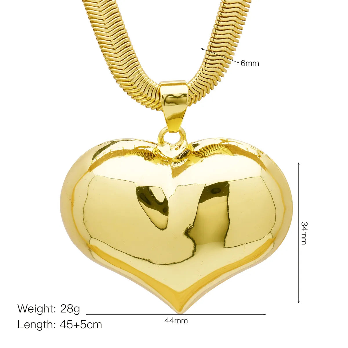 Brass Simple Style Classic Style Plating Heart Shape Pendant Necklace