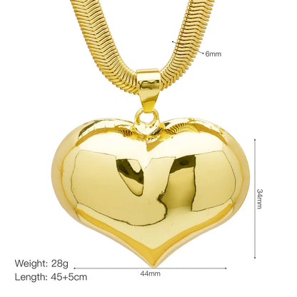 Brass Simple Style Classic Style Plating Heart Shape Pendant Necklace