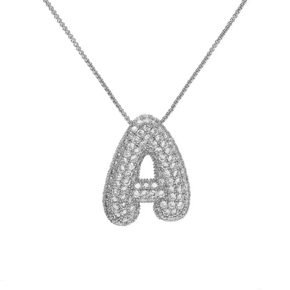 Brass Simple Style Plating Letter Zircon Pendant Necklace