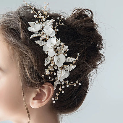 Bridal Flower Hair Comb Simple Head Flower Millet Pearl Bead Knot Wedding Accessories