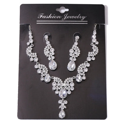 Bridal Geometric Alloy Inlay Rhinestones Earrings Necklace