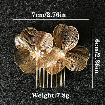 Women'S Retro Flower Alloy Insert Comb