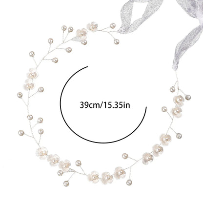 Bridal Headdress Pearl Three-Petal Flower Handmade Headband