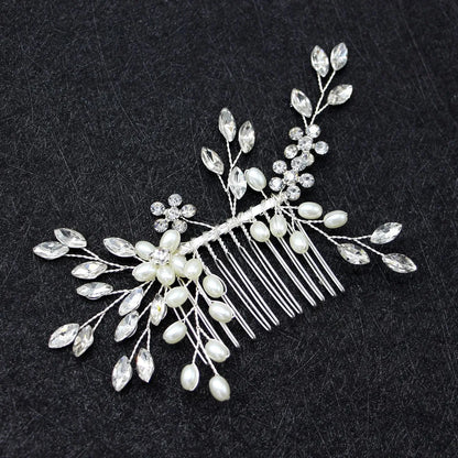 Bridal Headwear Pure Handmade Pearl Crystal Hair Comb