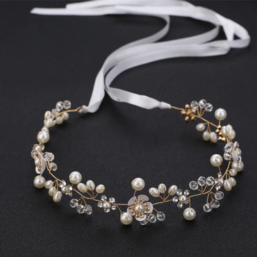 Bridal Jewelry Flowers Hand-Beaded Headband Wedding Headdress