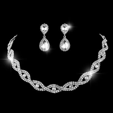 Bridal Jewelry Necklace Bracelet Earring Set Three-piece Hollow Jewelry