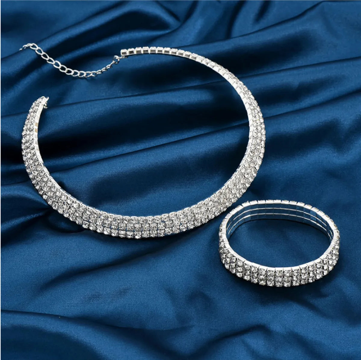 Bridal Round Alloy Inlay Rhinestones Bracelets Necklace