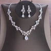 Bridal Water Droplets Flower Alloy Rhinestone Women'S Earrings Necklace