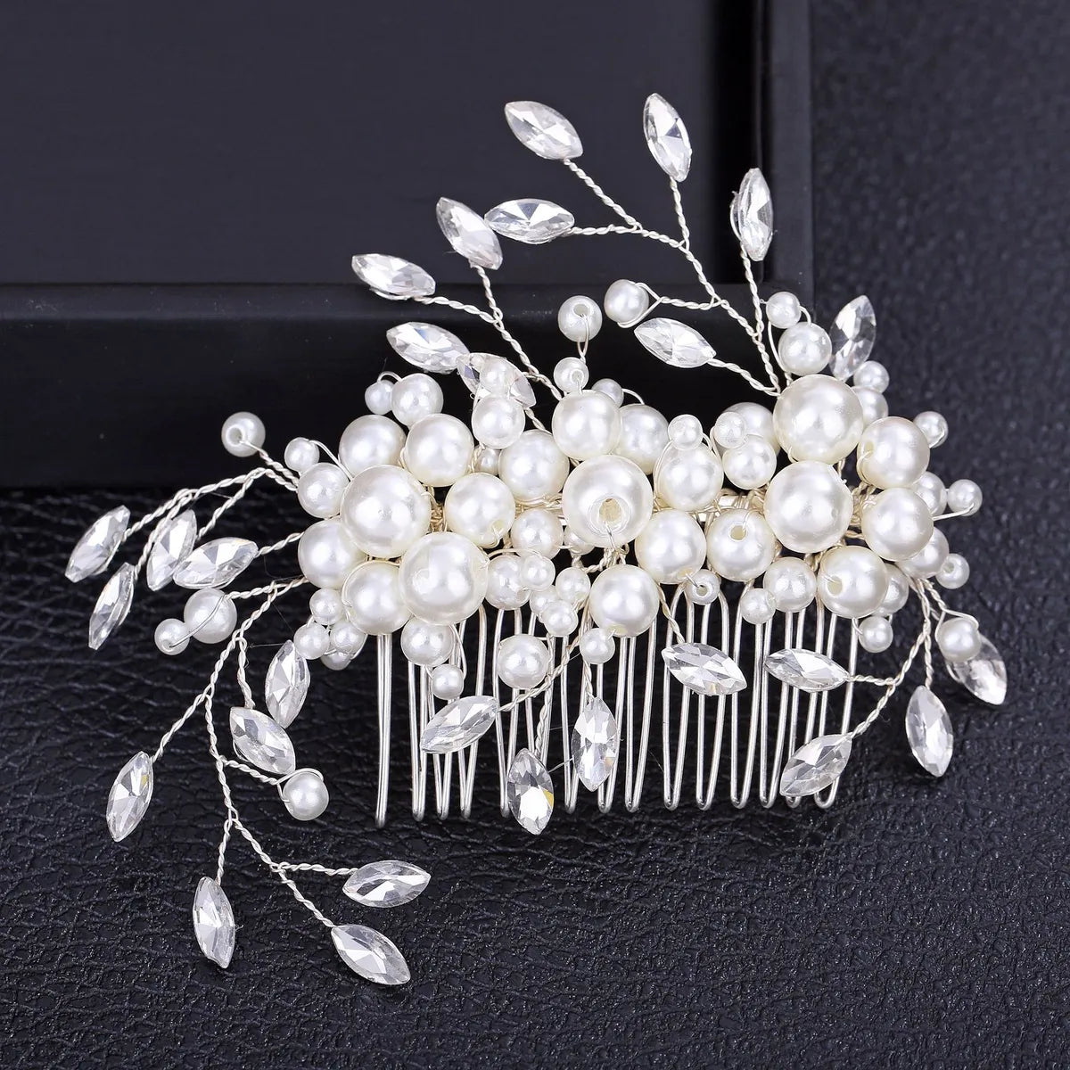 Women'S Glam Wedding Bridal Geometric Artificial Pearl Hair Combs Insert Comb