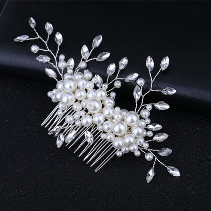 Women'S Glam Wedding Bridal Geometric Artificial Pearl Hair Combs Insert Comb