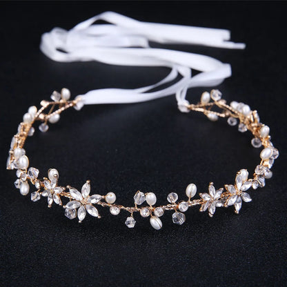 Bride Headwear Rhinestone Flower Handmade Pearl Headband Accessories