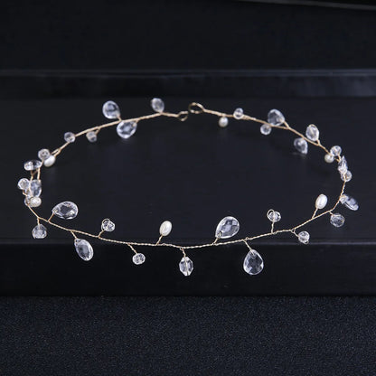 Brides Lengthened Bridal Handmade Pearl Hairband Wedding Accessories