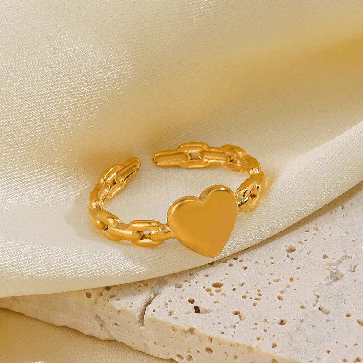 British Style Heart Shape Stainless Steel Plating Open Rings