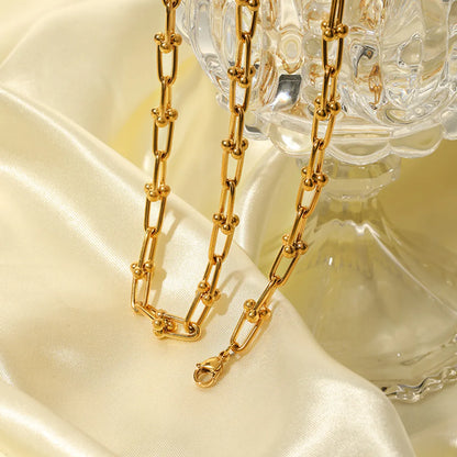 Wholesale British Style Solid Color Stainless Steel Plating 18k Gold Plated Bracelets Necklace