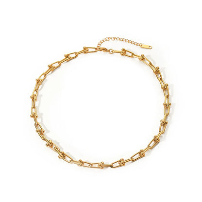 Wholesale British Style Solid Color Stainless Steel Plating 18k Gold Plated Bracelets Necklace